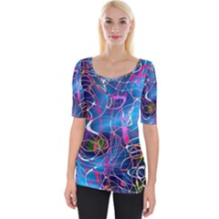 Background Chaos Mess Colorful Wide Neckline Tee