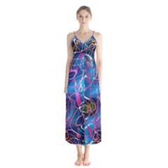 Background Chaos Mess Colorful Button Up Chiffon Maxi Dress