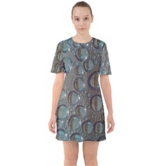 Drop Of Water Condensation Fractal Sixties Short Sleeve Mini Dress by Nexatart