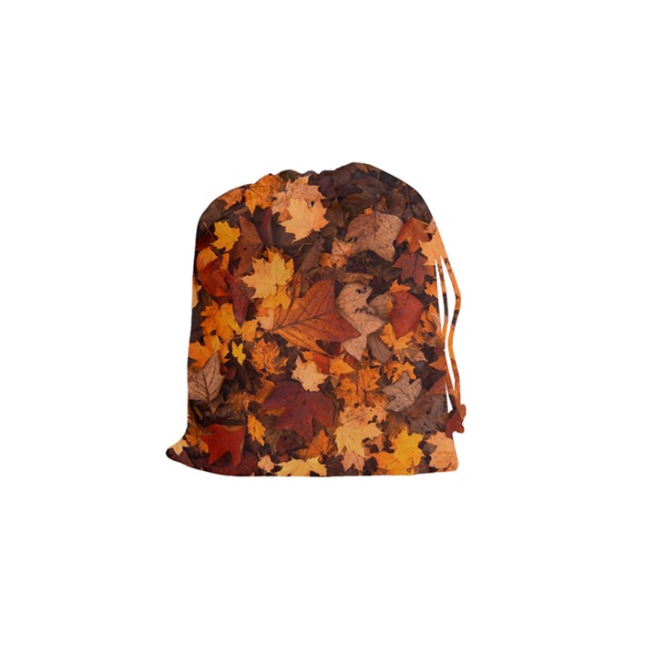 Fall Foliage Autumn Leaves October Drawstring Pouches (Small) 