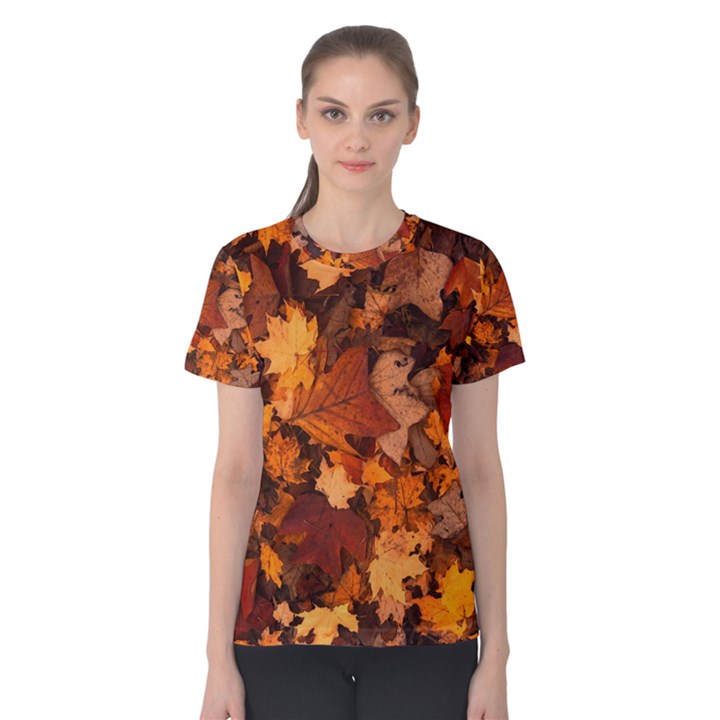 Fall Foliage Autumn Leaves October Women s Cotton Tee