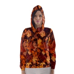 Fall Foliage Autumn Leaves October Hooded Wind Breaker (women) by Nexatart