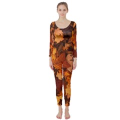 Fall Foliage Autumn Leaves October Long Sleeve Catsuit by Nexatart