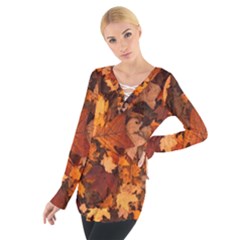 Fall Foliage Autumn Leaves October Tie Up Tee by Nexatart