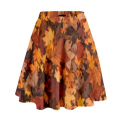 Fall Foliage Autumn Leaves October High Waist Skirt by Nexatart