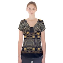 Board Digitization Circuits Short Sleeve Front Detail Top by Nexatart