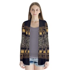 Board Digitization Circuits Drape Collar Cardigan by Nexatart