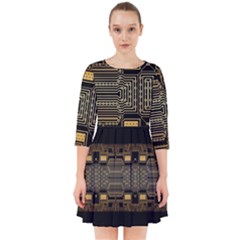 Board Digitization Circuits Smock Dress by Nexatart