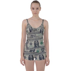 Dollar Currency Money Us Dollar Tie Front Two Piece Tankini by Nexatart