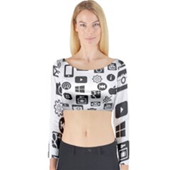 Icon Ball Logo Google Networking Long Sleeve Crop Top by Nexatart