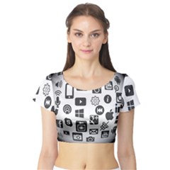 Icon Ball Logo Google Networking Short Sleeve Crop Top (tight Fit) by Nexatart