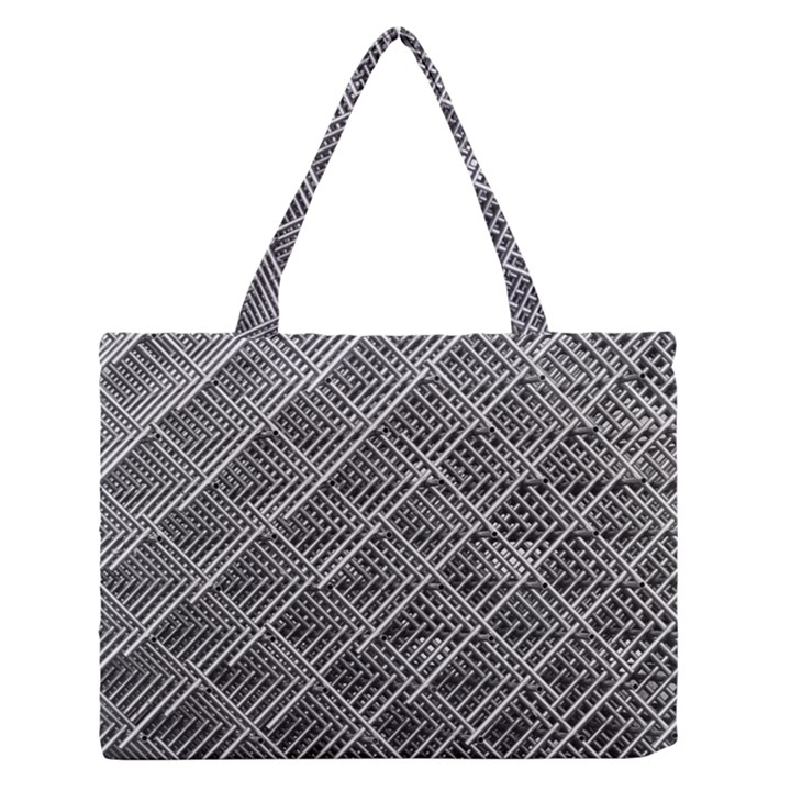 Grid Wire Mesh Stainless Rods Zipper Medium Tote Bag