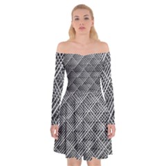 Grid Wire Mesh Stainless Rods Off Shoulder Skater Dress by Nexatart