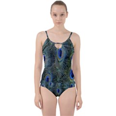 Peacock Feathers Blue Bird Nature Cut Out Top Tankini Set