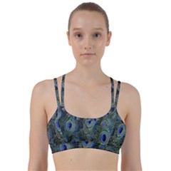 Peacock Feathers Blue Bird Nature Line Them Up Sports Bra