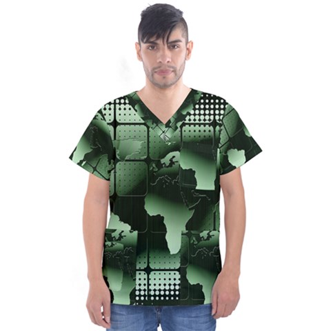 Matrix Earth Global International Men s V-neck Scrub Top by Nexatart