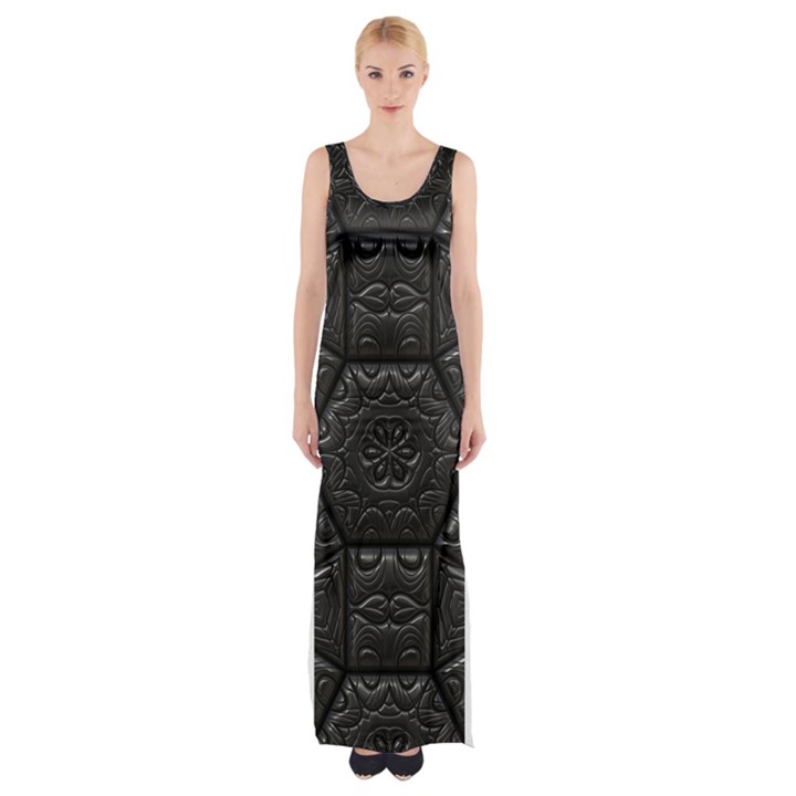 Tile Emboss Luxury Artwork Depth Maxi Thigh Split Dress