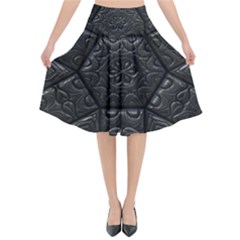 Tile Emboss Luxury Artwork Depth Flared Midi Skirt by Nexatart