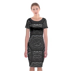 Tile Emboss Luxury Artwork Depth Classic Short Sleeve Midi Dress by Nexatart