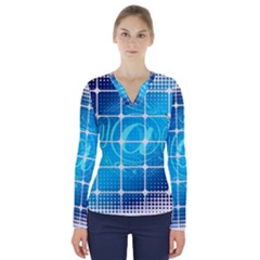 Tile Square Mail Email E Mail At V-neck Long Sleeve Top