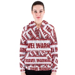 Travel Warning Shield Stamp Women s Zipper Hoodie by Nexatart