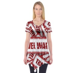 Travel Warning Shield Stamp Short Sleeve Tunic 