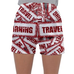 Travel Warning Shield Stamp Sleepwear Shorts by Nexatart