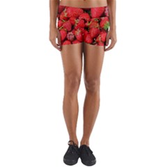 Strawberries Berries Fruit Yoga Shorts