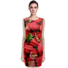 Strawberries Berries Fruit Sleeveless Velvet Midi Dress