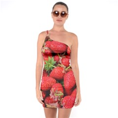 Strawberries Berries Fruit One Soulder Bodycon Dress