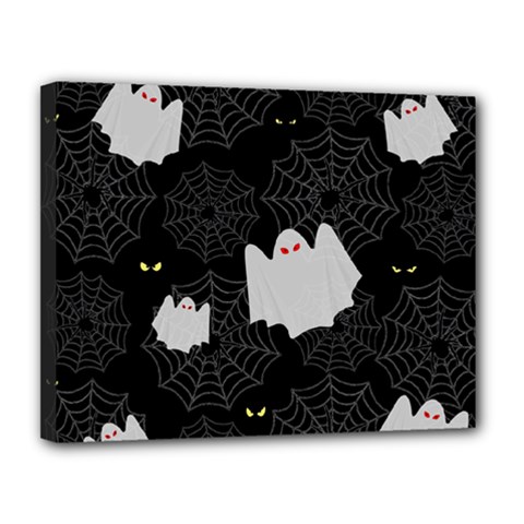 Spider Web And Ghosts Pattern Canvas 14  X 11  by Valentinaart