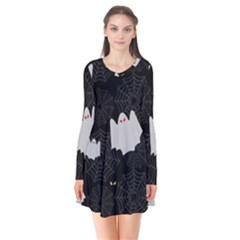 Spider Web And Ghosts Pattern Flare Dress by Valentinaart