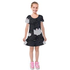 Spider Web And Ghosts Pattern Kids  Short Sleeve Velvet Dress by Valentinaart