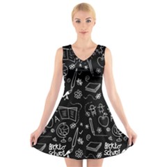 Back To School V-neck Sleeveless Skater Dress by Valentinaart