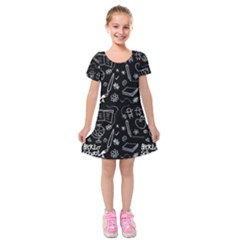 Back To School Kids  Short Sleeve Velvet Dress by Valentinaart