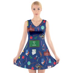 Back To School V-neck Sleeveless Skater Dress by Valentinaart