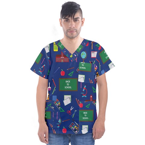 Back To School Men s V-neck Scrub Top by Valentinaart