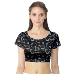 Skeleton Pattern Short Sleeve Crop Top (tight Fit) by Valentinaart