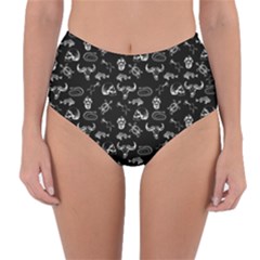 Skeleton Pattern Reversible High-waist Bikini Bottoms