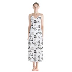 Skeleton Pattern Button Up Chiffon Maxi Dress