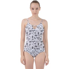 Skeleton Pattern Cut Out Top Tankini Set