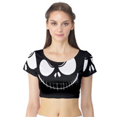 Halloween Short Sleeve Crop Top (tight Fit) by Valentinaart