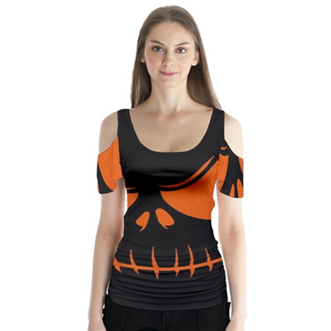 Halloween Butterfly Sleeve Cutout Tee  by Valentinaart