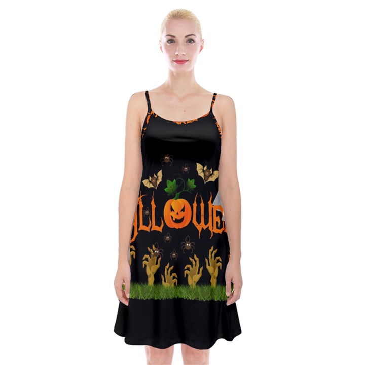 Halloween Spaghetti Strap Velvet Dress