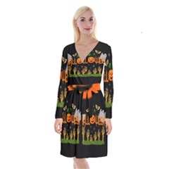 Halloween Long Sleeve Velvet Front Wrap Dress by Valentinaart