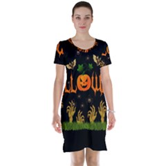 Halloween Short Sleeve Nightdress by Valentinaart