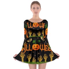 Halloween Long Sleeve Skater Dress by Valentinaart