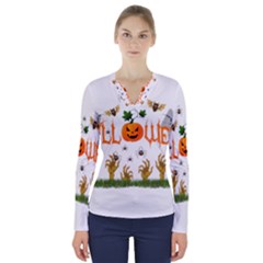 Halloween V-neck Long Sleeve Top