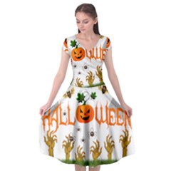 Halloween Cap Sleeve Wrap Front Dress