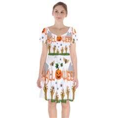 Halloween Short Sleeve Bardot Dress